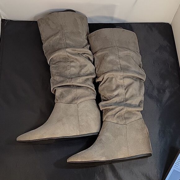 BRAND NEW JUSTFAB POINTED TOE  MID CALF FAUX LEATHER SUEDE  WINTER  BOOT - Picture 9 of 14